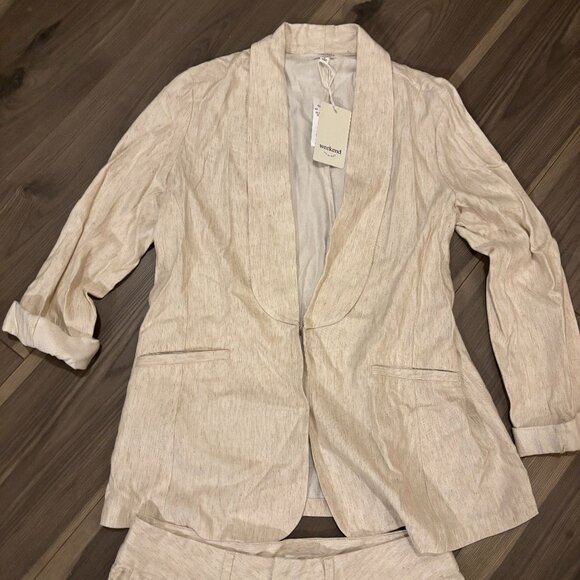 Weekend Los Angeles Women's Linen Blend Oatmeal Blazer Shorts Set ~ Medium ~ NWT - Picture 3 of 5